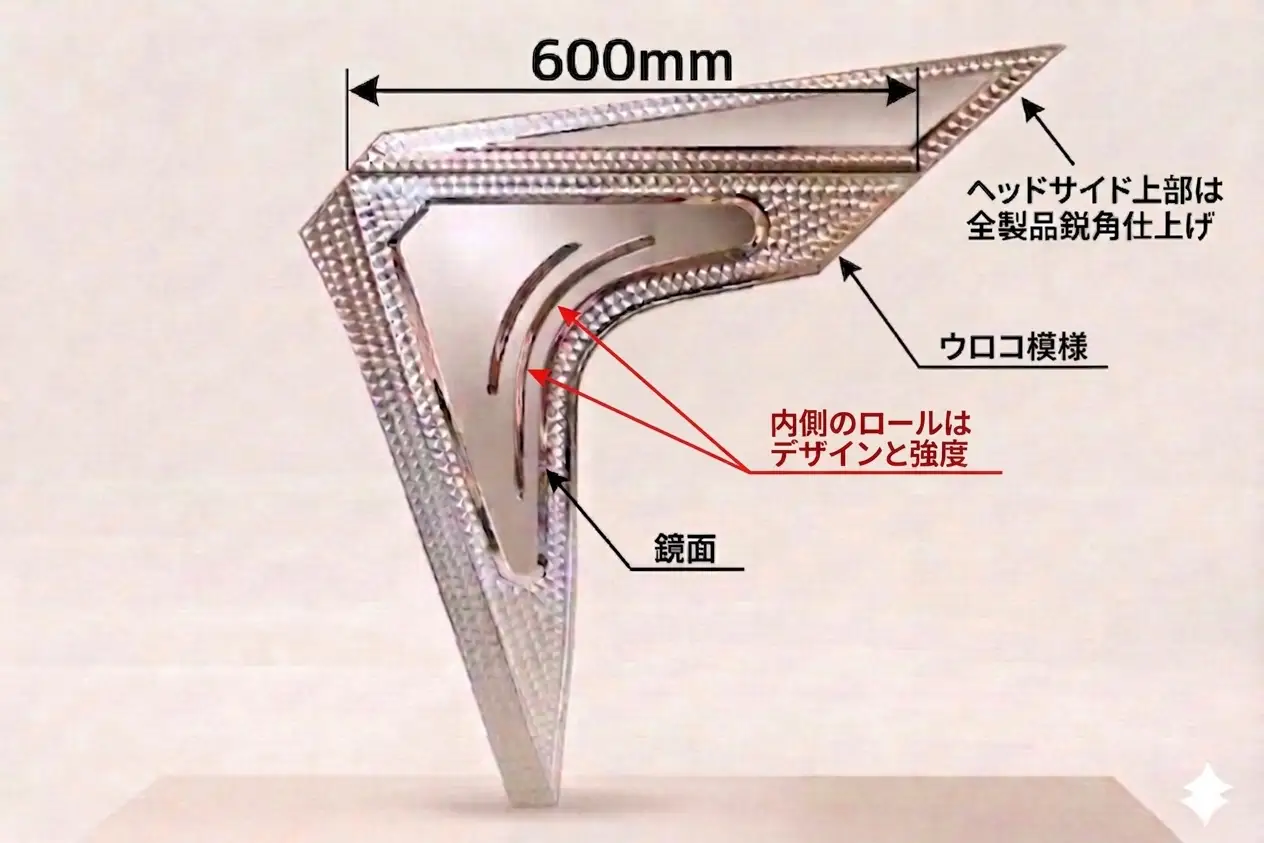 バイザーサイド — #800鏡面研磨仕上げ 正面